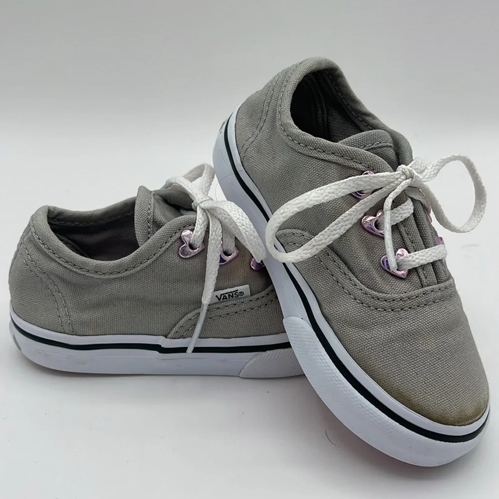 Vans Toddler Size 5.5 Gray With Purple Heart Eyelets